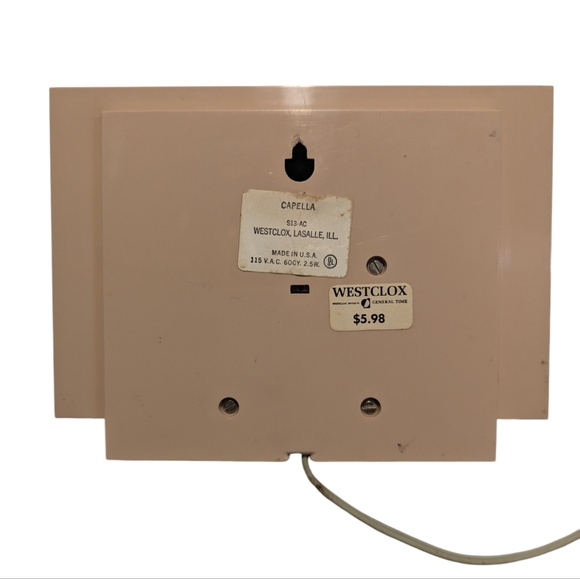Vintage Westclox Capella Starburst Clock S13AC 5"x 7" Mid Century MCM Pink/Beige - Picture 2 of 2